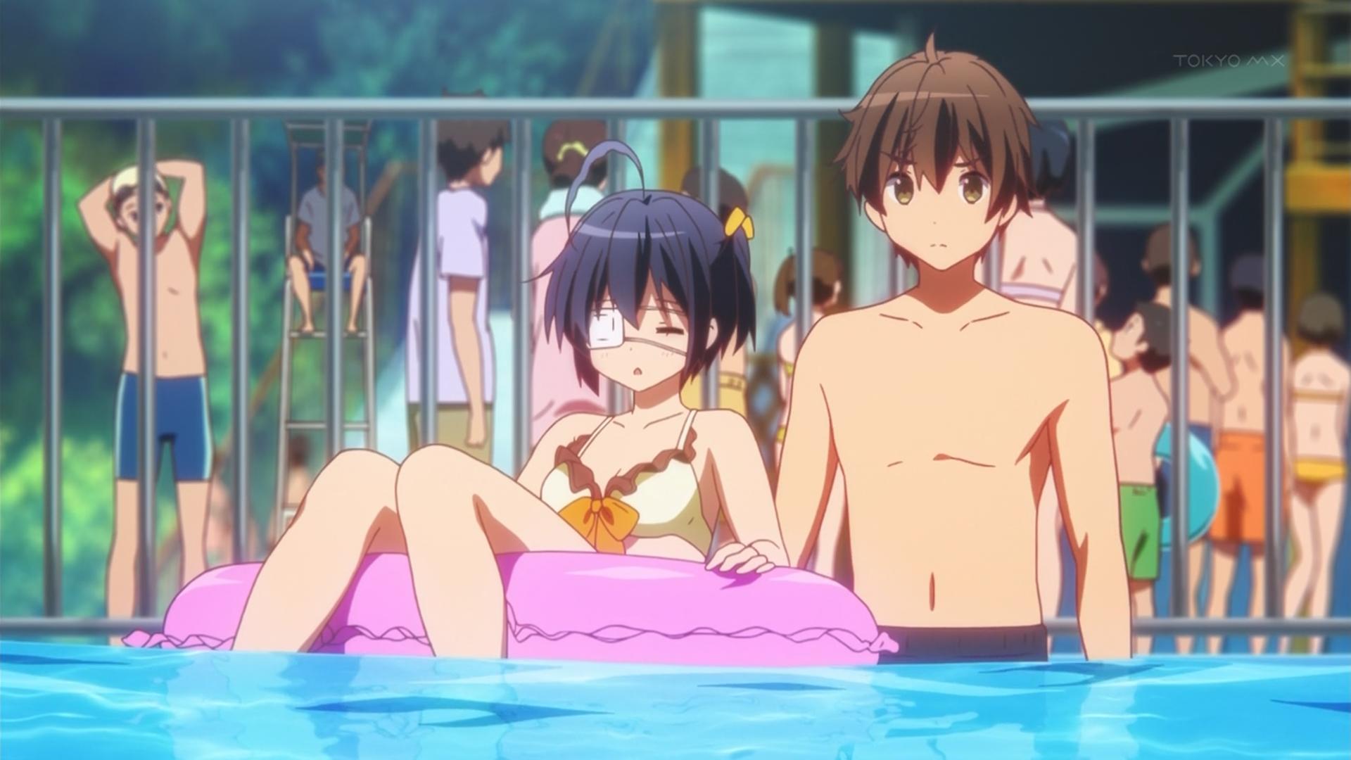 Rikka and Togashi, at a pool. 